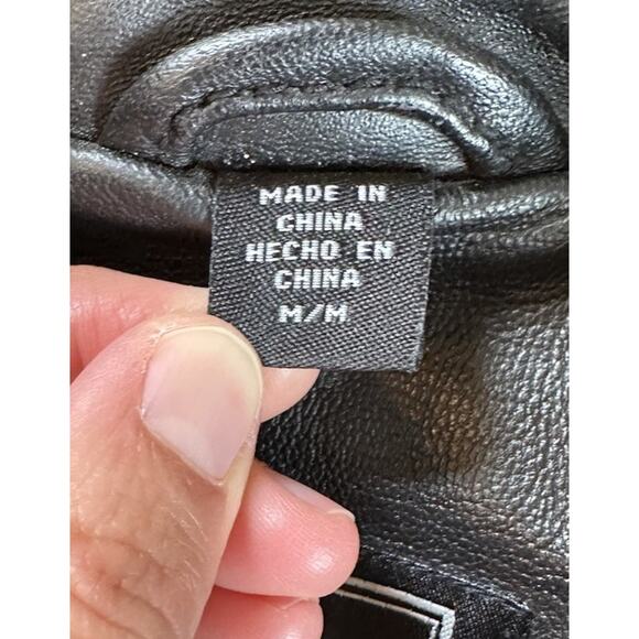 EMC Men’s Leather Jacket Size Medium Black Full Zip - Picture 4 of 9